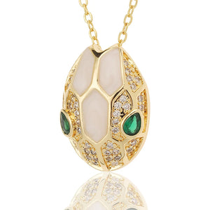 Snake Head Pendant Green Eye CZ Zirconia Necklace Hip Hop Jewelry