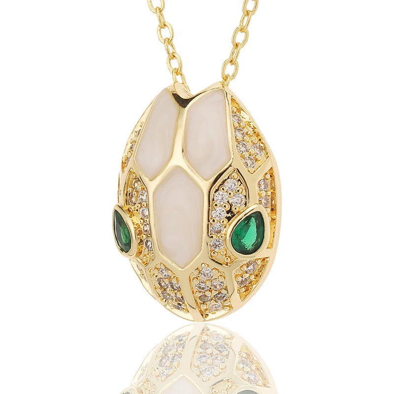 Snake Head Pendant Green Eye CZ Zirconia Necklace Hip Hop Jewelry