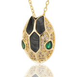 Snake Head Pendant Green Eye CZ Zirconia Necklace Hip Hop Jewelry