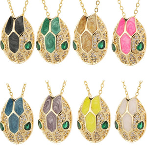 Snake Head Pendant Green Eye CZ Zirconia Necklace Hip Hop Jewelry