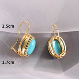 Green Oval Crystal Earrings for Women - Unique Hook Earrings