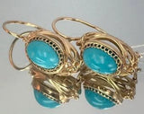 Green Oval Crystal Earrings for Women - Unique Hook Earrings