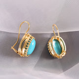 Green Oval Crystal Earrings for Women - Unique Hook Earrings