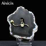 Plating Meditation Buddha Louts Pendant Natural Agate Slice