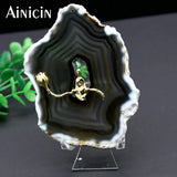 Plating Meditation Buddha Louts Pendant Natural Agate Slice