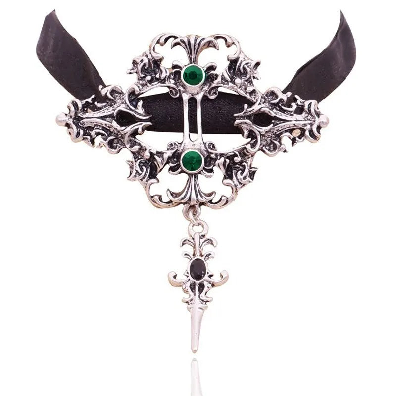 Gothic Punk Lace Pendant Necklace Women Choker Joker Halloween Jewelry