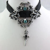Gothic Punk Lace Pendant Necklace Women Choker Joker Halloween Jewelry
