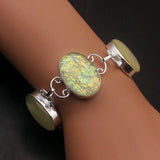 Dichroic Glass Chain Links Bracelet 8.5 Inch