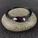 Ethnic Rope Wrap Bracelet Natural Stones Amethyst Peach heart button Boho