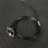Ethnic Rope Wrap Bracelet Natural Stones Amethyst Peach heart button Boho