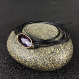 Ethnic Rope Wrap Bracelet Natural Stones Amethyst Peach heart button Boho