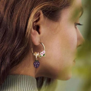 Hamster Pearl Purple Berry Flower C Earrings