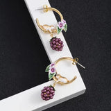 Hamster Pearl Purple Berry Flower C Earrings