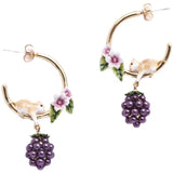 Hamster Pearl Purple Berry Flower C Earrings