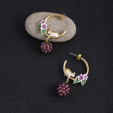 Hamster Pearl Purple Berry Flower C Earrings