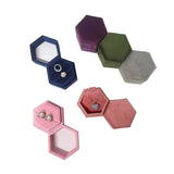 Hexagon Velvet Double Ring Box Necklace Storage