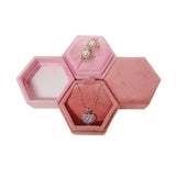 Hexagon Velvet Double Ring Box Necklace Storage
