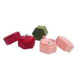 Hexagon Velvet Double Ring Box Necklace Storage