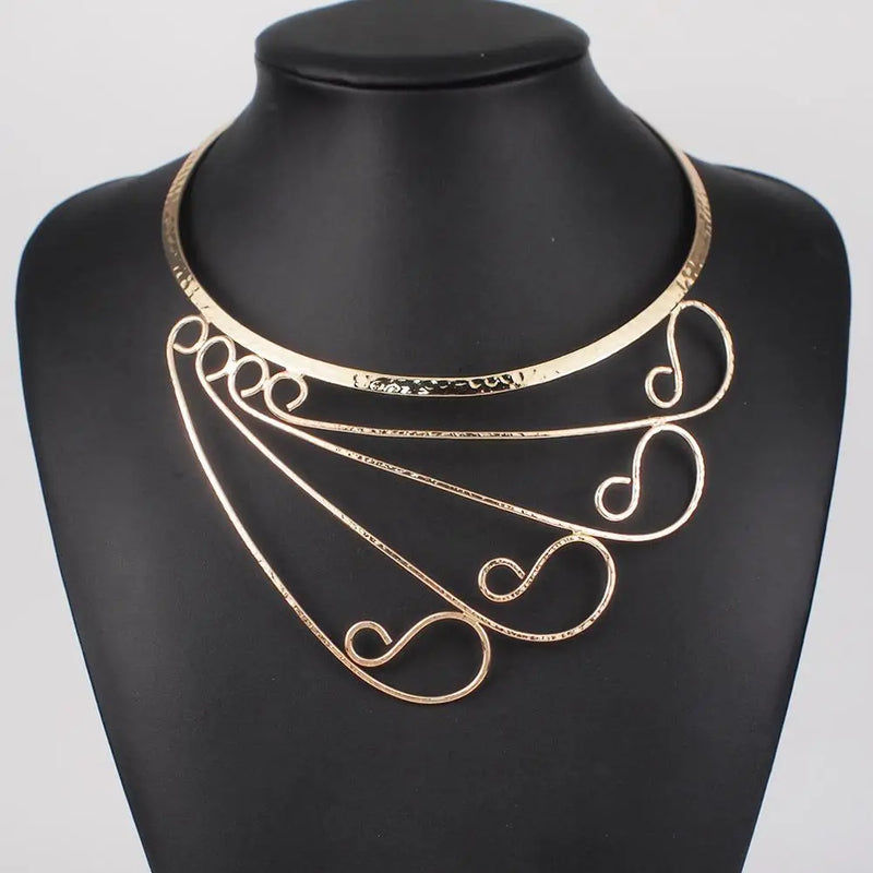 Indian Statement Choker Necklaces For Women Metal Torques Collar Necklace