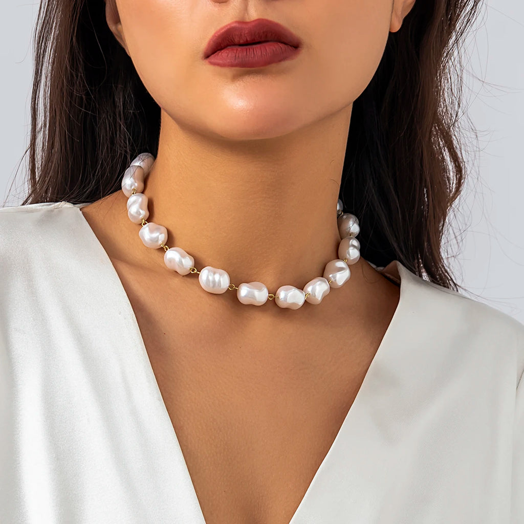 Vintage Pearl Bead Choker Necklace for Women