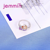 Colorful Irregular Pattern Ring 925 Sterling Silver Jewelry Women Gift