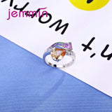 Colorful Irregular Pattern Ring 925 Sterling Silver Jewelry Women Gift