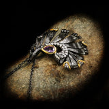 Purple Zircon Pendant Feather Necklace for Party Sweater Chain