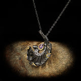 Purple Zircon Pendant Feather Necklace for Party Sweater Chain