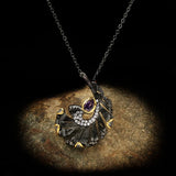 Purple Zircon Pendant Feather Necklace for Party Sweater Chain