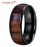 4mm 6mm 8mm Dark Wood Inlay Tungsten Carbide Wedding Ring