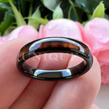 4mm 6mm 8mm Dark Wood Inlay Tungsten Carbide Wedding Ring