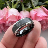 Tungsten Rings 6/8mm Plated Brushed Finish Beveled Edges Vintage Jewelry