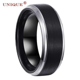 Tungsten Rings 6/8mm Plated Brushed Finish Beveled Edges Vintage Jewelry
