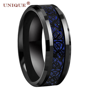 8mm Men Party Ring with Drogon Inlay & High Customization