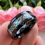 8mm Tungsten Drogon Ring for Men Wedding Band Custom Logo Comfort Fit