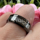 8mm Tungsten Drogon Ring for Men Wedding Band Custom Logo Comfort Fit