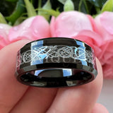 8mm Tungsten Drogon Ring for Men Wedding Band Custom Logo Comfort Fit