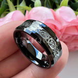 8mm Tungsten Drogon Ring for Men Wedding Band Custom Logo Comfort Fit