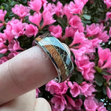 Abalone Shell Meteorite Arrow Tungsten Ring for Men Women