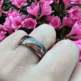 Abalone Shell Meteorite Arrow Tungsten Ring for Men Women