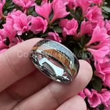 Abalone Shell Meteorite Arrow Tungsten Ring for Men Women