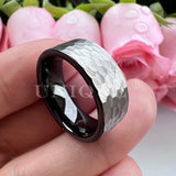 8mm Hammered Tungsten Carbide Wedding Ring