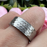 8mm Hammered Tungsten Carbide Wedding Ring