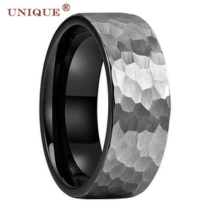 8mm Hammered Tungsten Carbide Wedding Ring