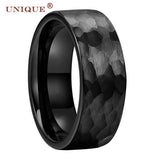 8mm Hammered Tungsten Carbide Wedding Ring