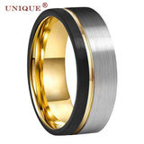 8mm Tungsten Wedding Band Ring Brushed Finish Pip Cut