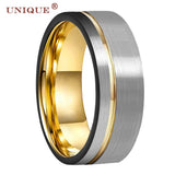 8mm Tungsten Wedding Band Ring Brushed Finish Pip Cut