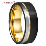 8mm Tungsten Wedding Band Ring Brushed Finish Pip Cut