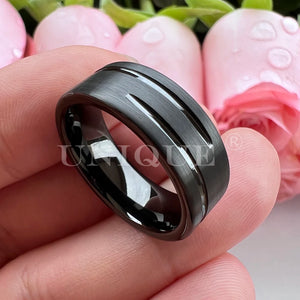 8mm Tungsten Carbide Wedding Ring Brushed Finish
