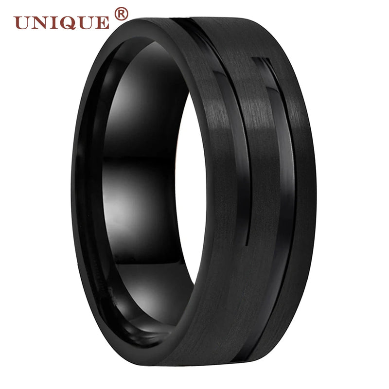 8mm Tungsten Carbide Wedding Ring Brushed Finish